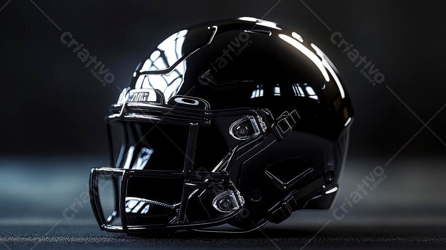 Foto Capacete Futebol Americano Preto Brilhante Estúdio