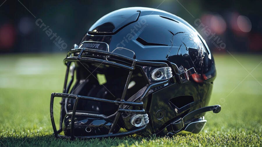 Foto Capacete Futebol Americano Campo Gramado Esporte