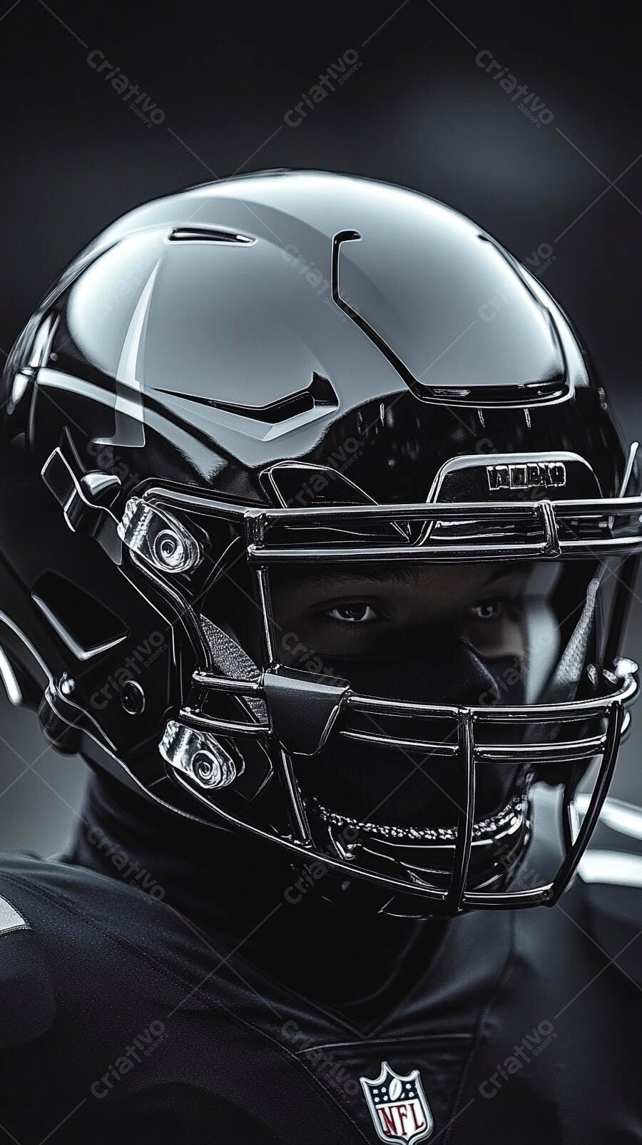 Foto Jogador Futebol Americano Capacete Preto Close-up