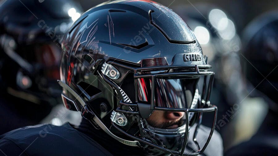 Foto Capacete Futebol Americano Preto Brilhante Close-up