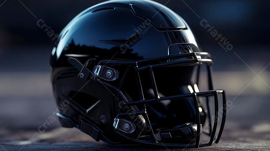 Foto Capacete Futebol Americano Preto Brilhante Close-up