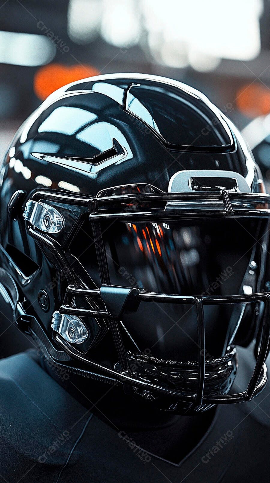 Foto Capacete Futebol Americano Preto Brilhante Close-up