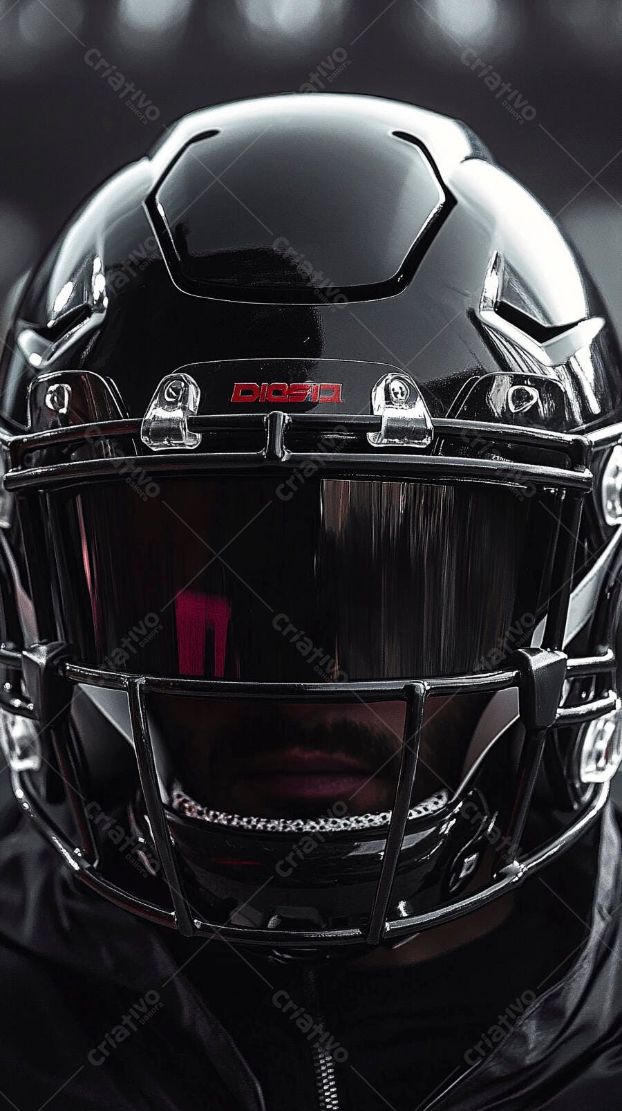 Foto Capacete Futebol Americano Preto Brilhante Close-up