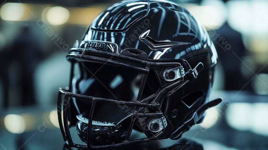 Foto Capacete Futebol Americano Preto Brilhante Close-up