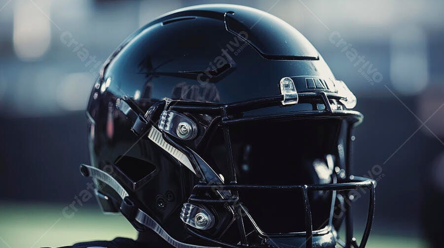 Foto Capacete Futebol Americano Preto Campo Esportivo