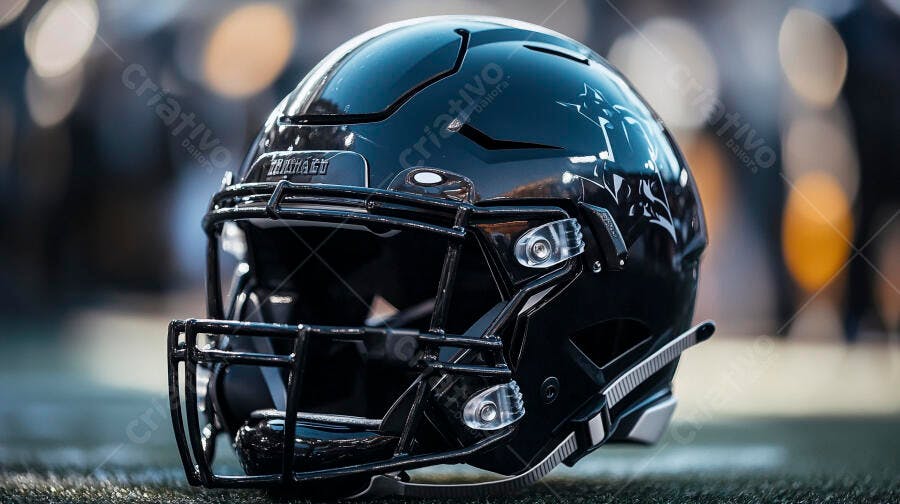 Foto Capacete Futebol Americano Preto Campo Esportivo
