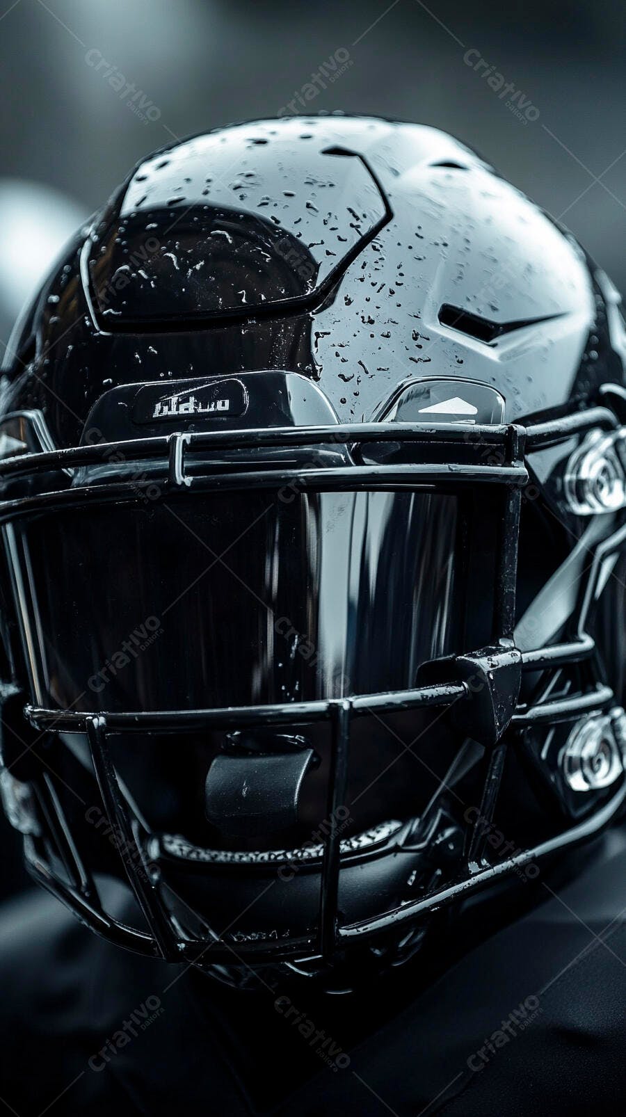Foto Capacete Futebol Americano Preto Molhado Close-up