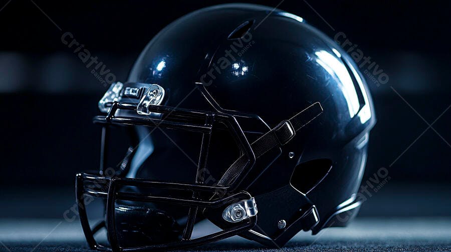 Foto Capacete Futebol Americano Preto Brilhante Esporte