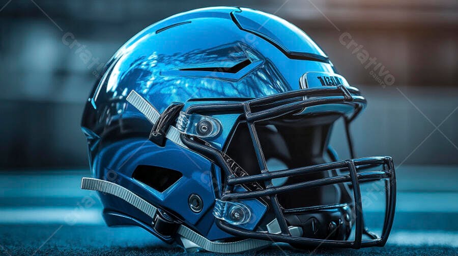 Foto Capacete Futebol Americano Azul Brilhante Esporte Profissional