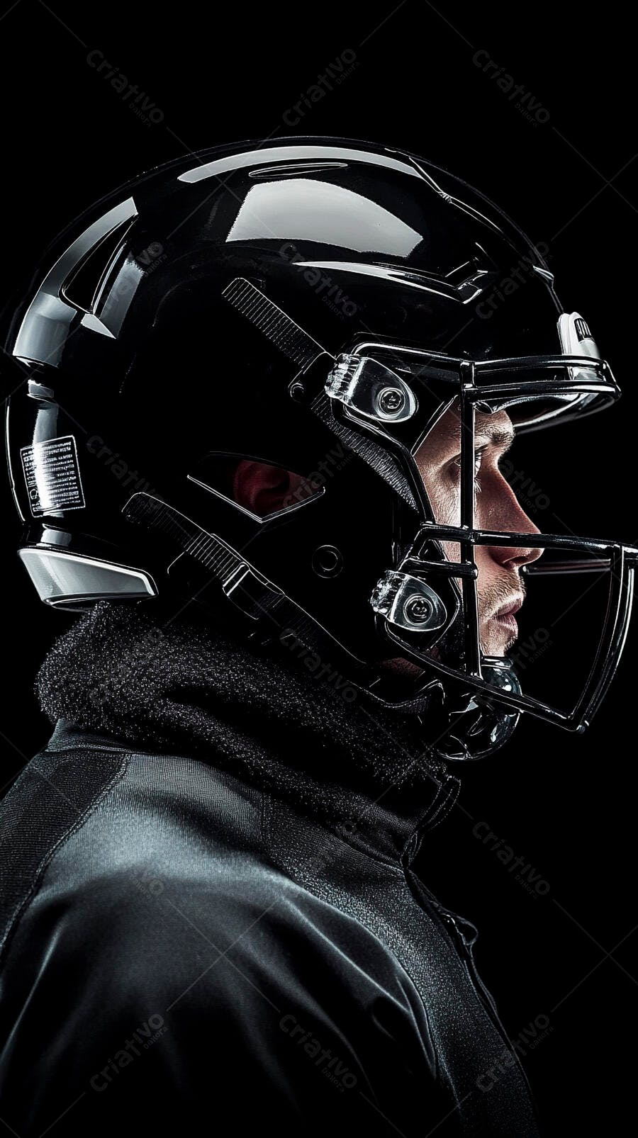 Foto Jogador Futebol Americano Capacete Preto Estúdio