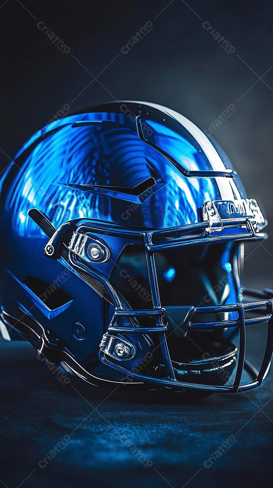 Foto Capacete Futebol Americano Azul Brilhante Estúdio Escuro