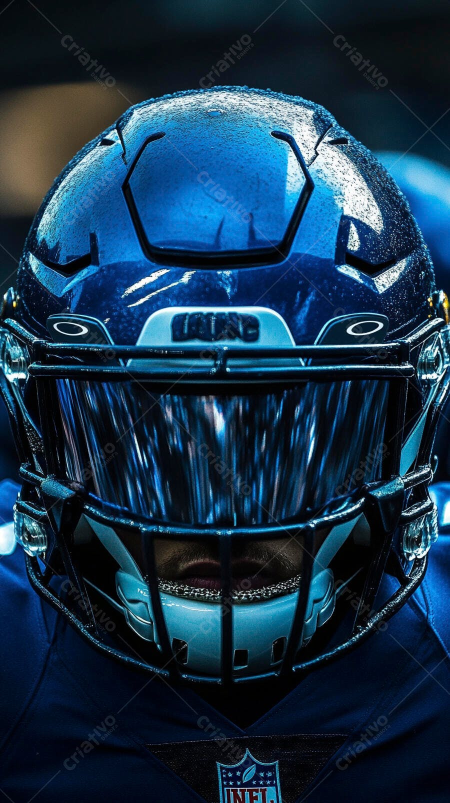 Foto Capacete Futebol Americano Jogador Close-up Azul Escuro