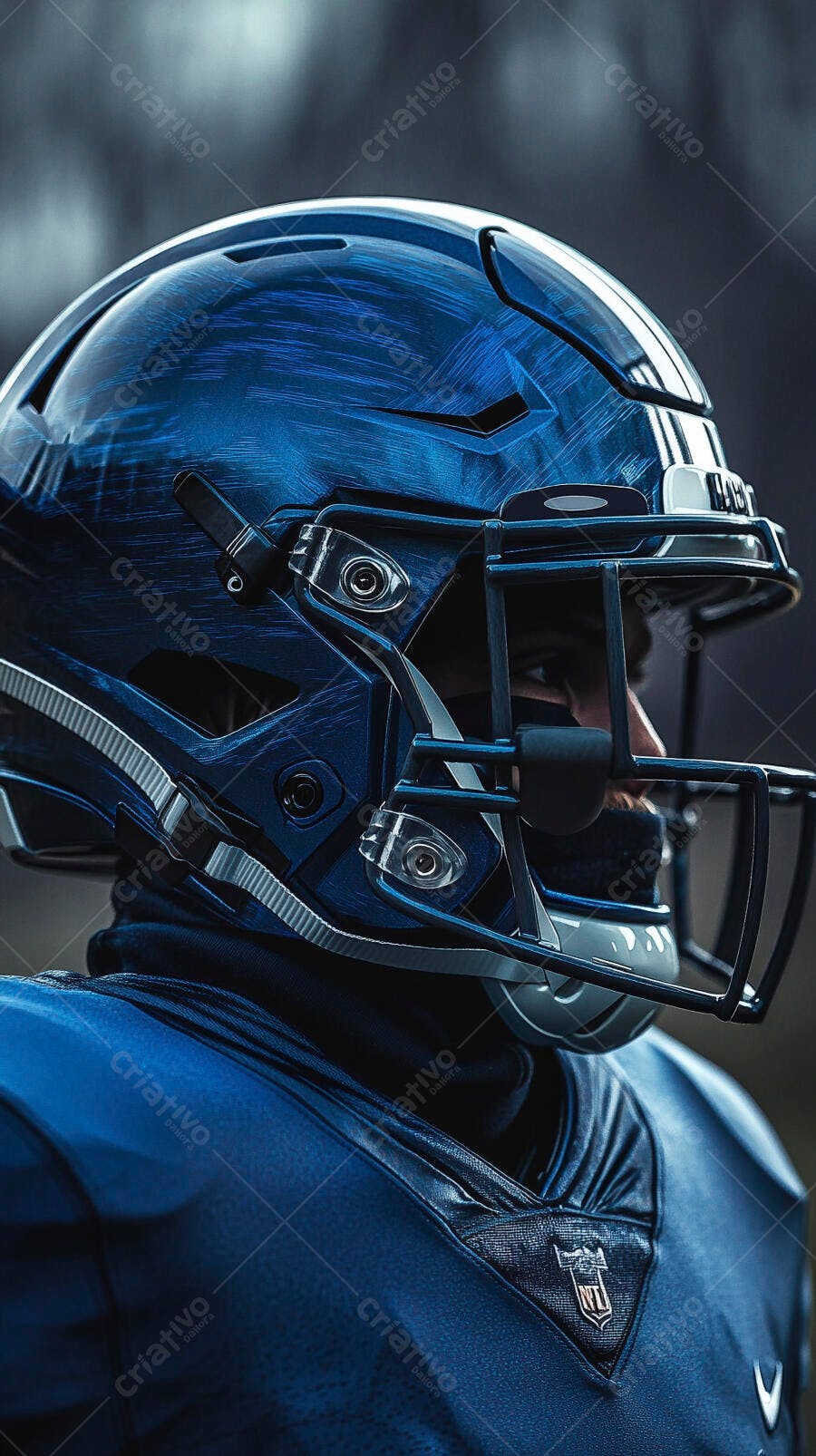 Foto Jogador Futebol Americano Capacete Azul Close-up Esporte
