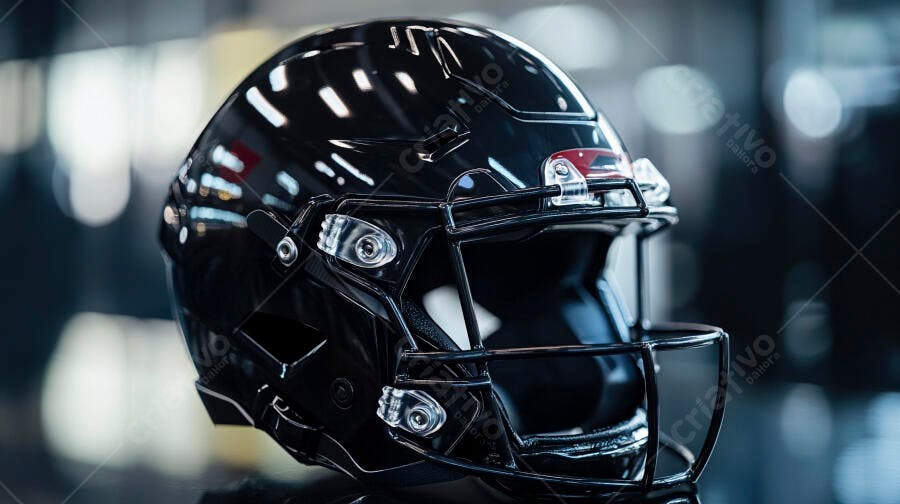 Foto Capacete Futebol Americano Preto Brilhante Close-up Esporte