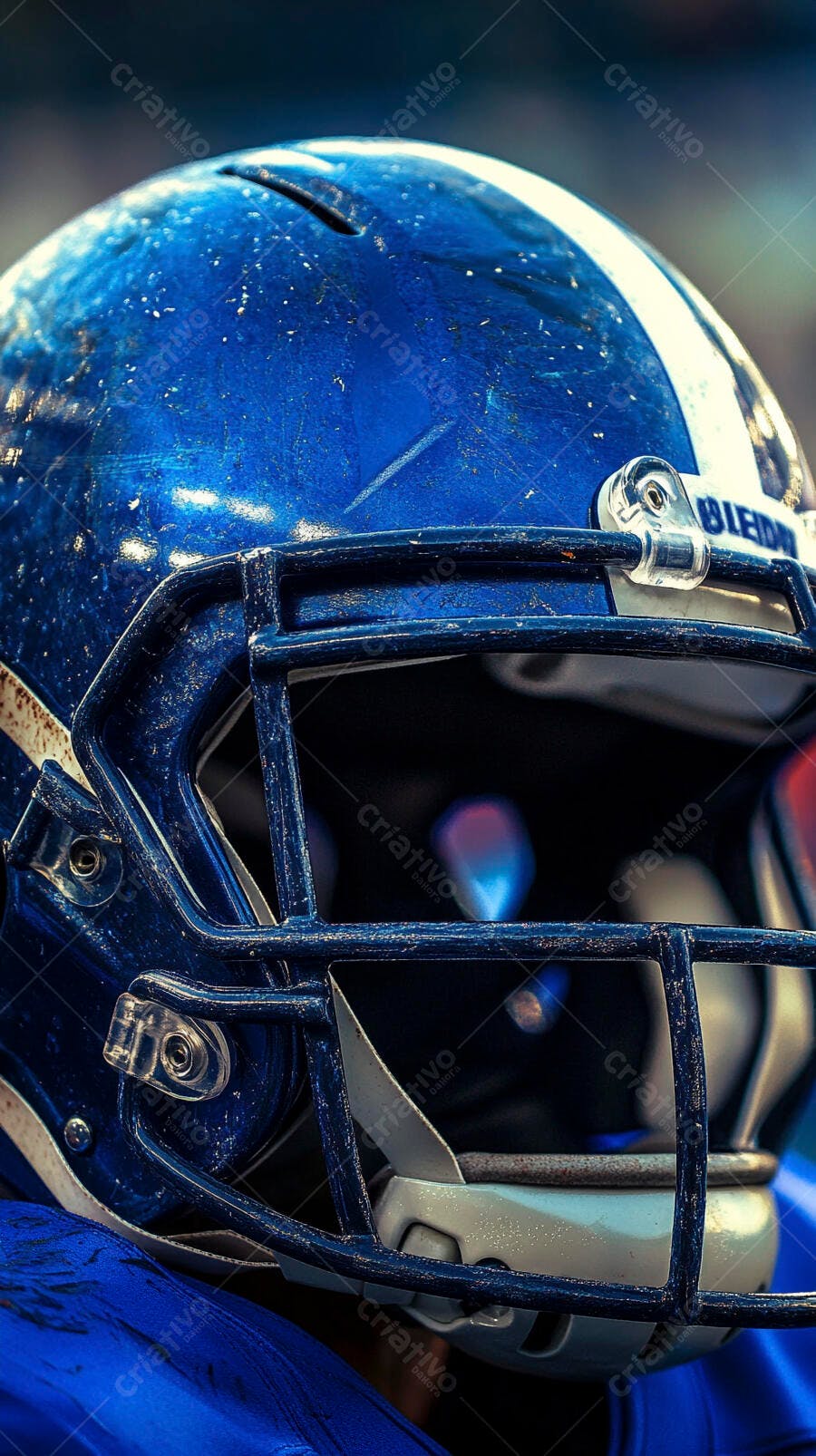 Foto Capacete Futebol Americano Azul Detalhe Jogo