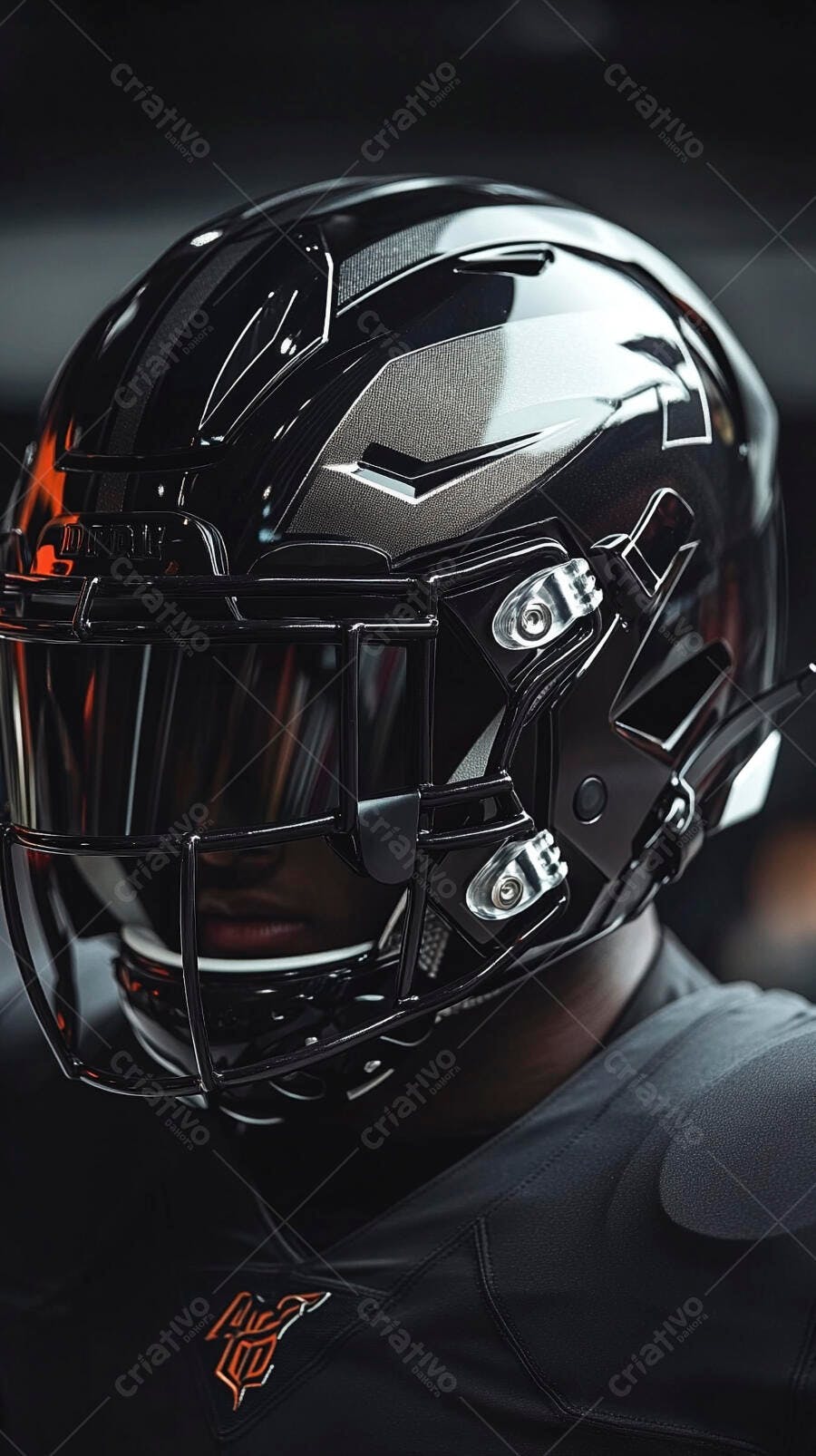 Foto Capacete Futebol Americano Preto Detalhes Metálicos