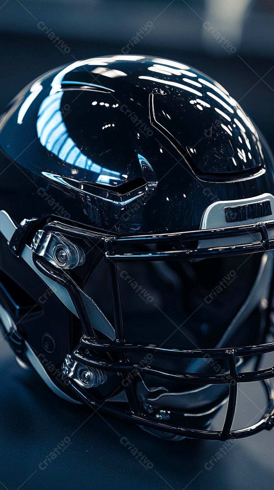 Foto Capacete Futebol Americano Preto Brilhante Close-up