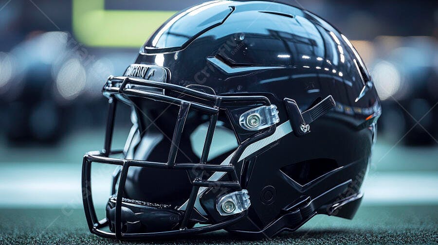 Foto Capacete Futebol Americano Preto Campo Esportivo