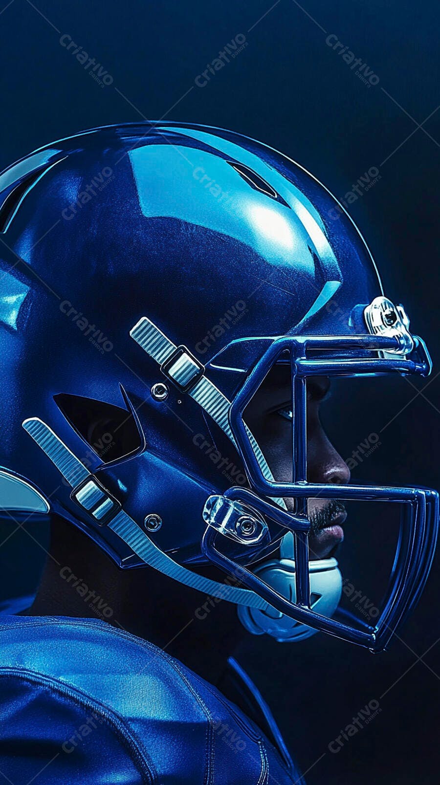 Foto Jogador Futebol Americano Capacete Azul Escuro