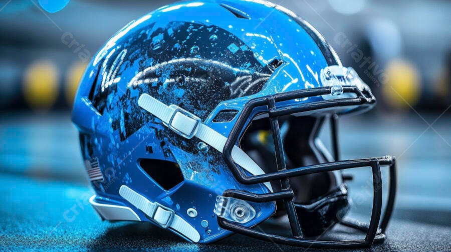 Foto Capacete Futebol Americano Azul Brilhante Esporte Profissional