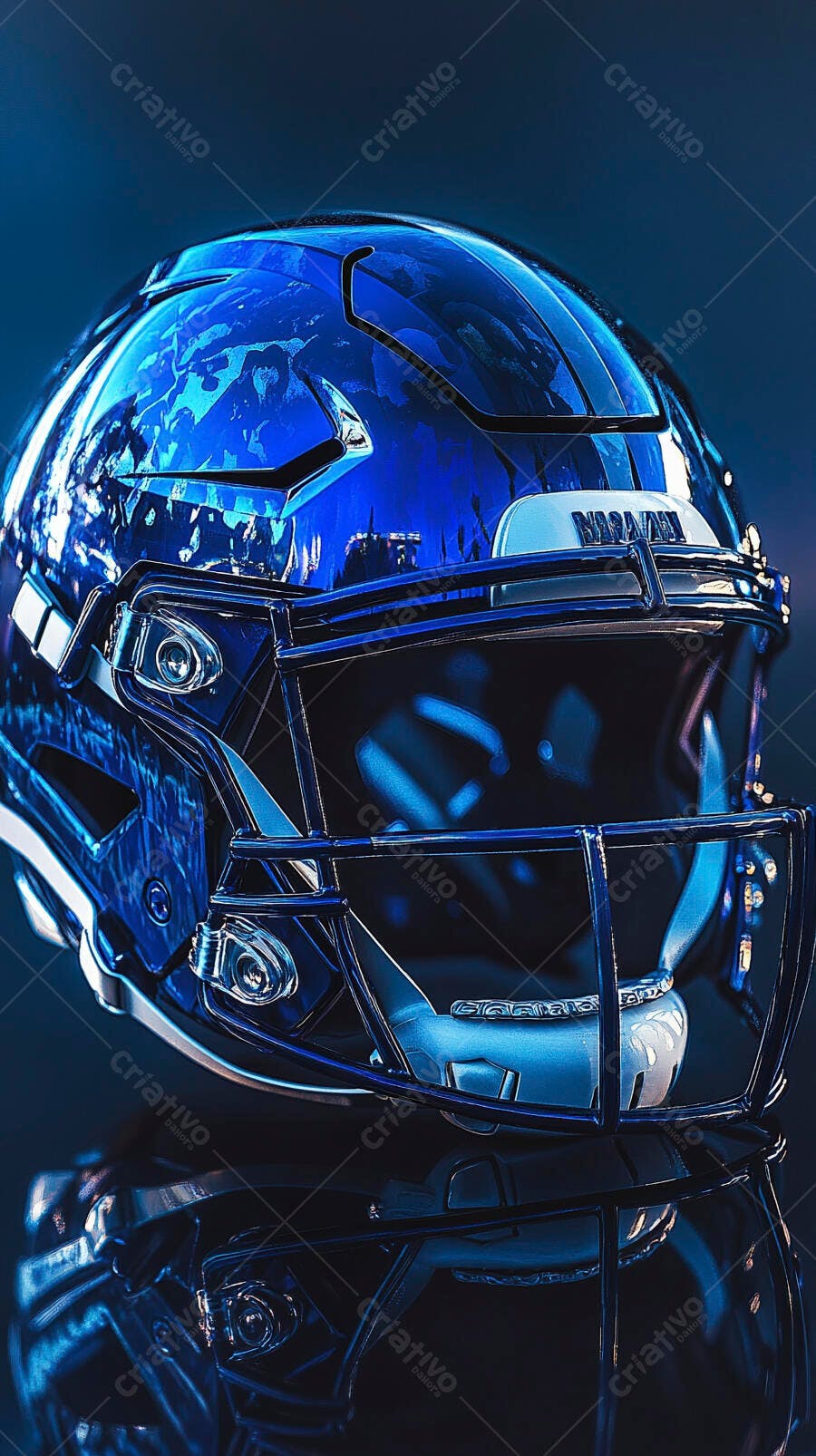 Foto Capacete Futebol Americano Brilhante Azul Escuro