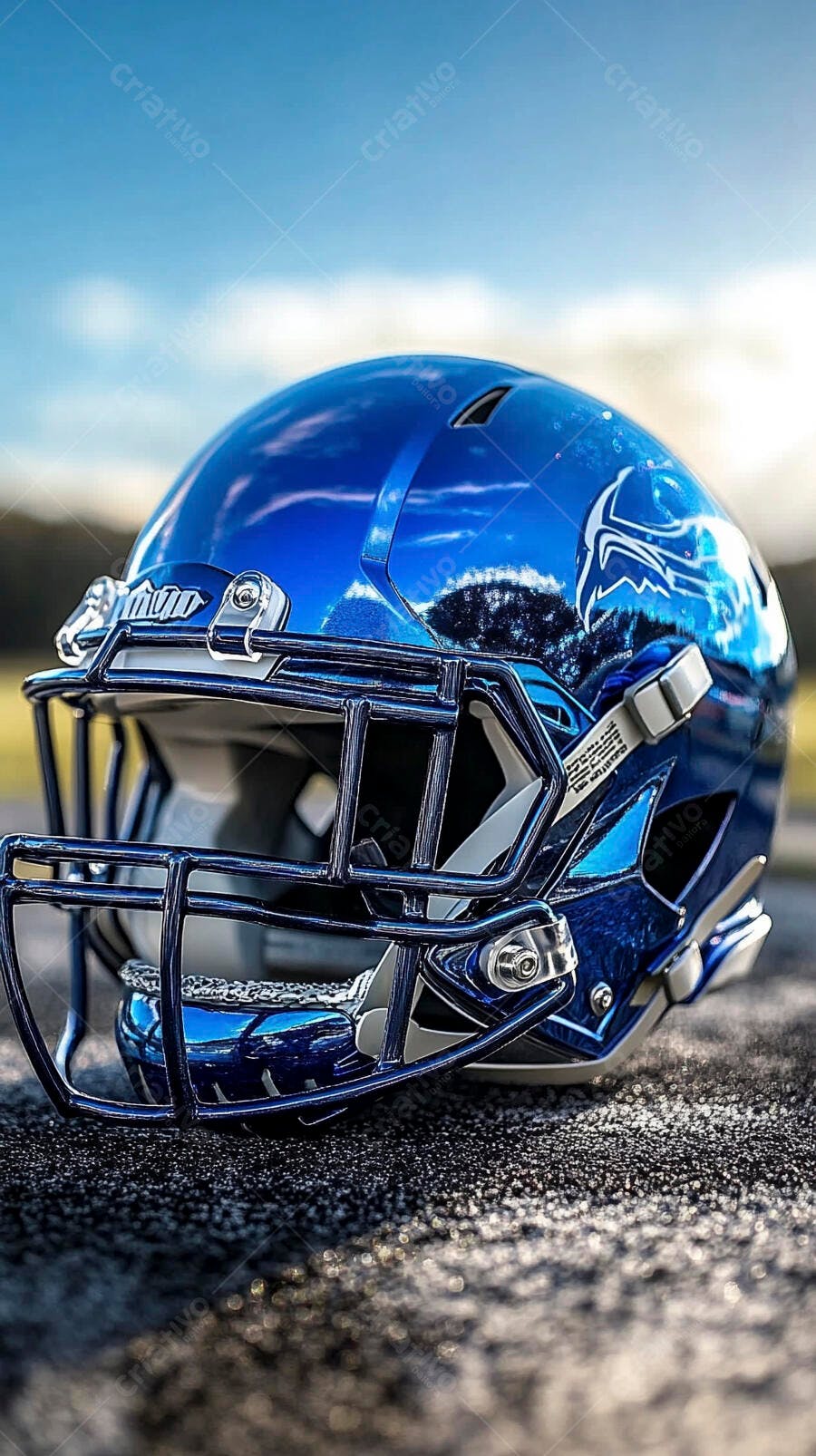 Foto Capacete Futebol Americano Azul Brilhante Esporte Campo