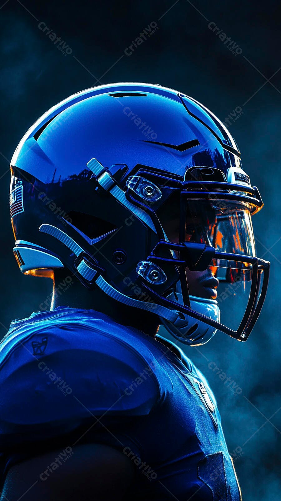 Foto Capacete Futebol Americano Jogador Azul Escuro Esporte