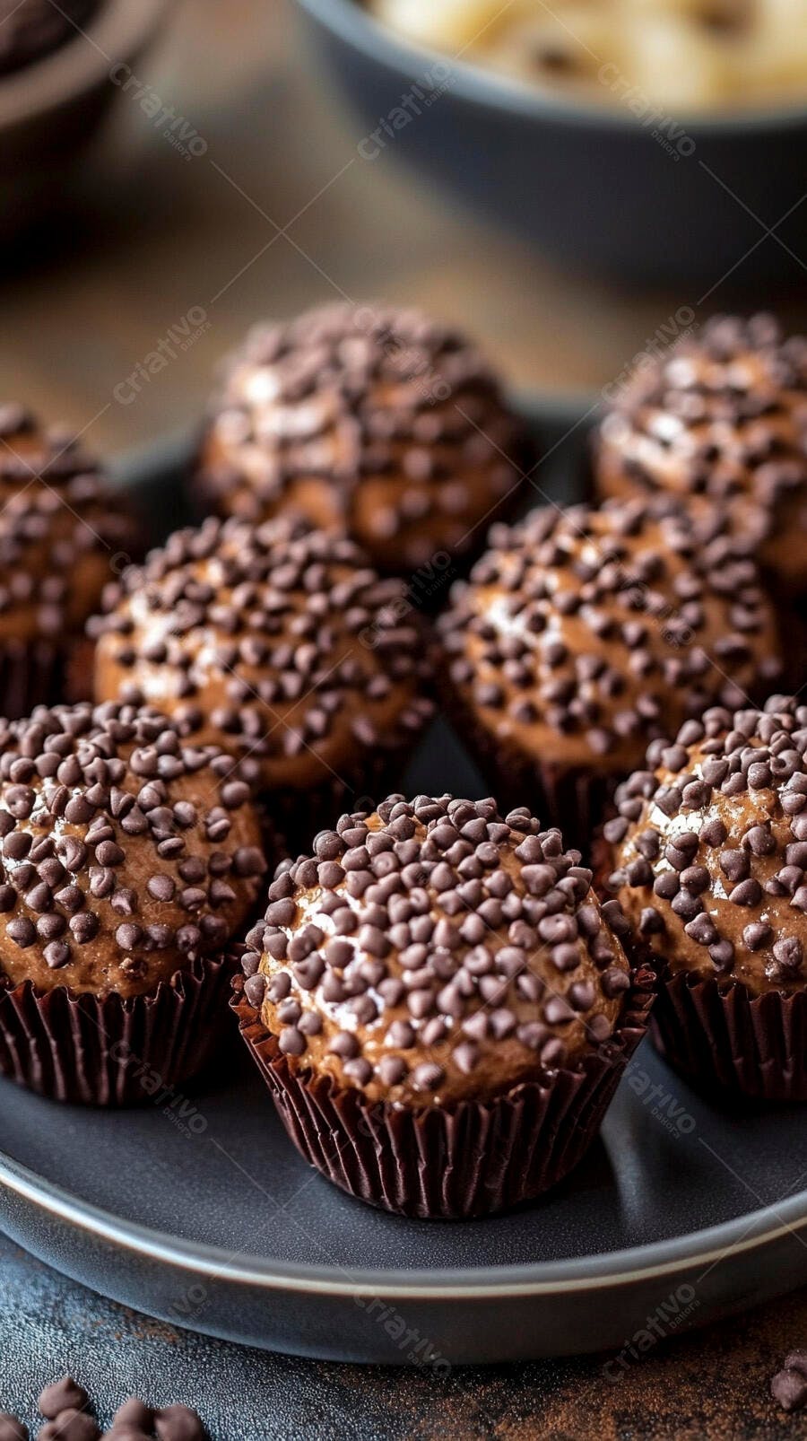 Foto Brigadeiros Gourmet Granulado Chocolate Prato Escuro