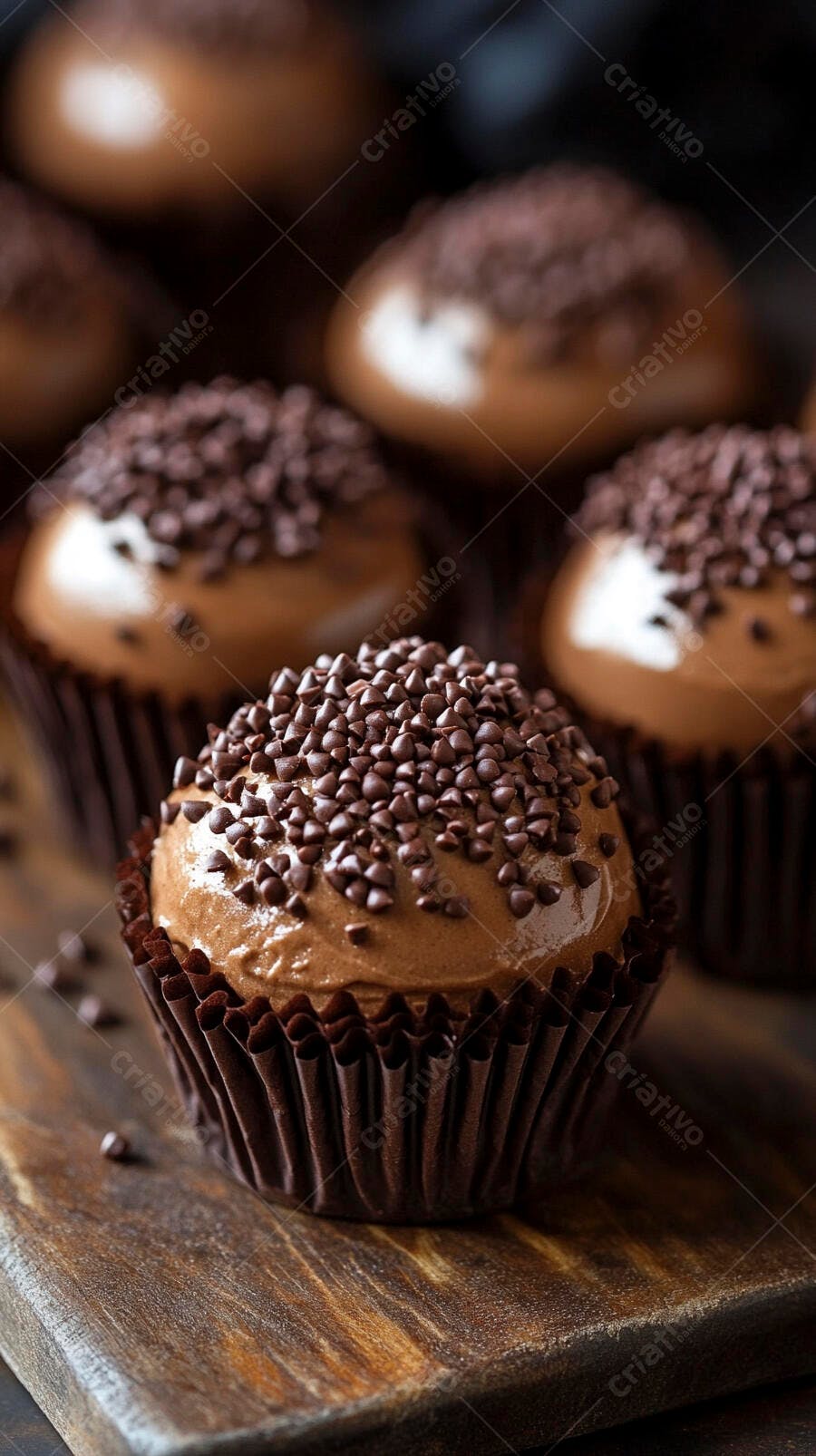 Foto Cupcakes de Chocolate com Granulado Fundo Escuro