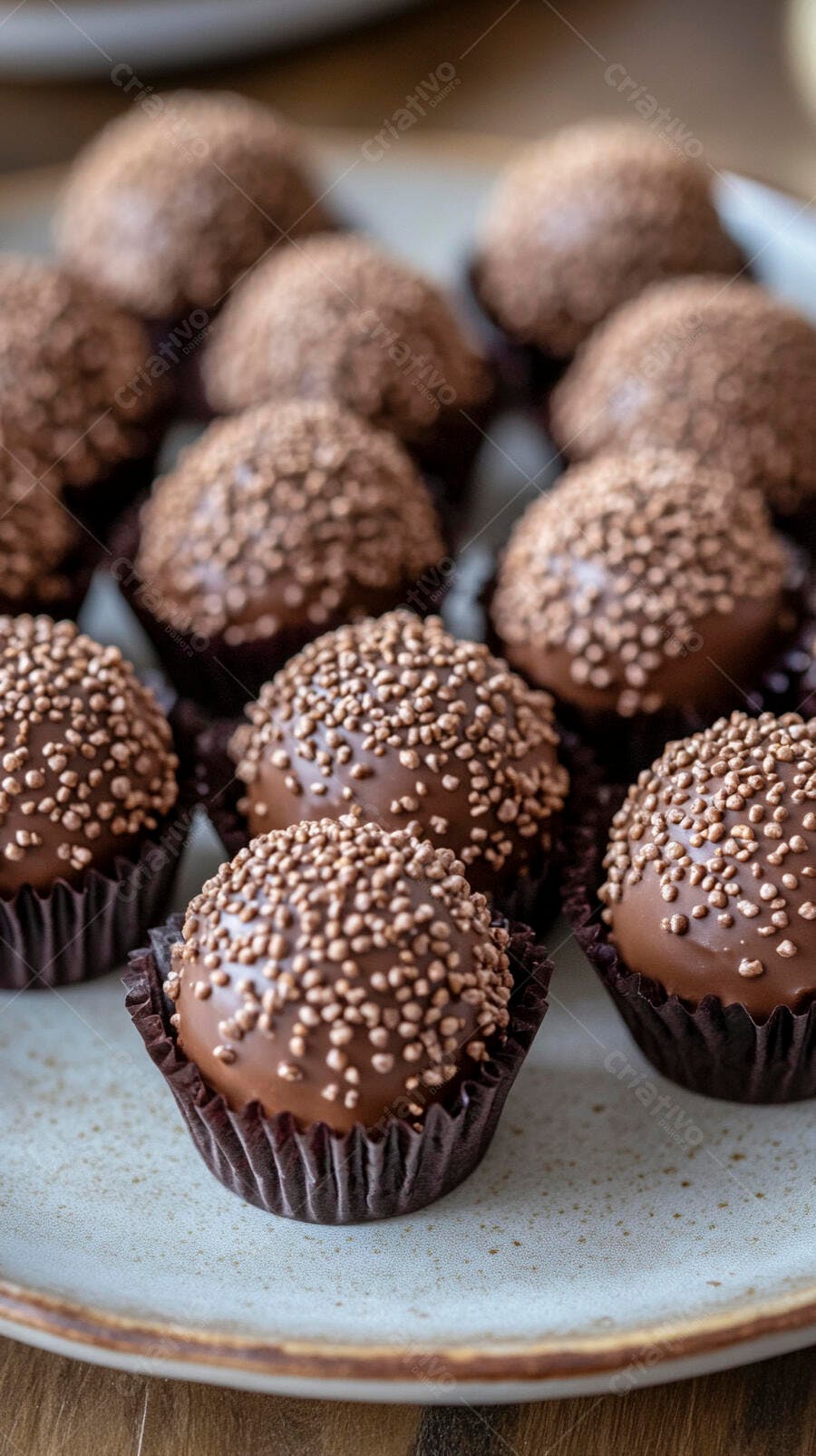 Foto Brigadeiros Gourmet Granulado Crocante Prato Rústico