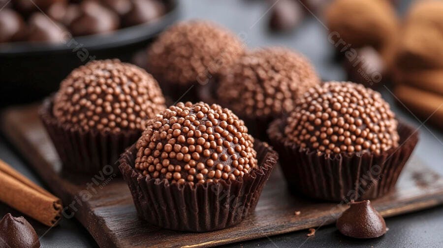 Foto Brigadeiros Gourmet Granulado Chocolate Escuro