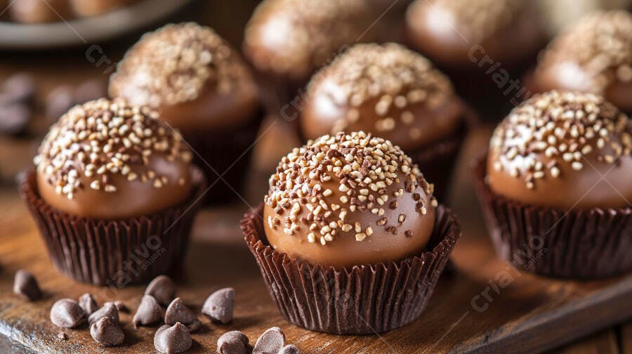 Foto Brigadeiro Gourmet Cobertura Granulado Fundo Escuro