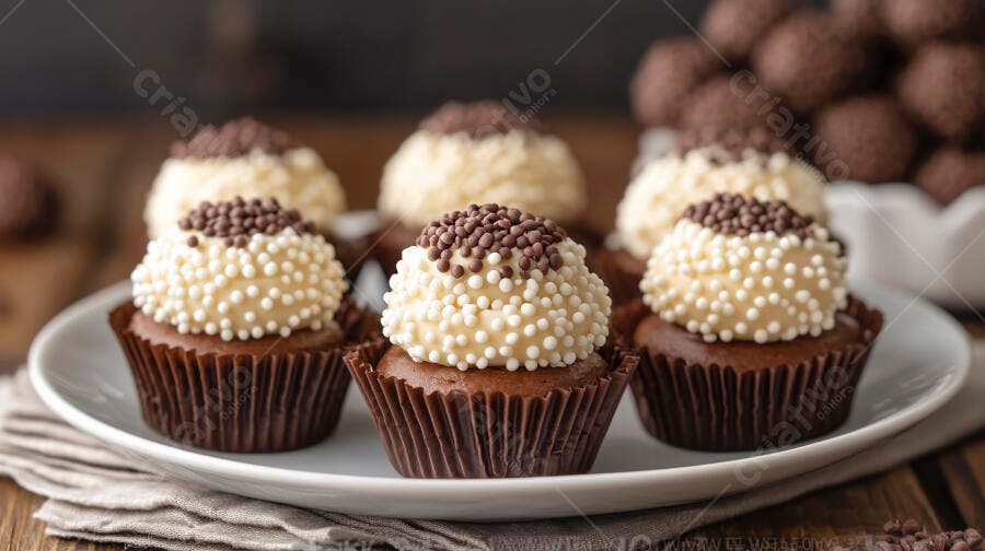 Foto Cupcakes Brigadeiro Branco Granulado Chocolate