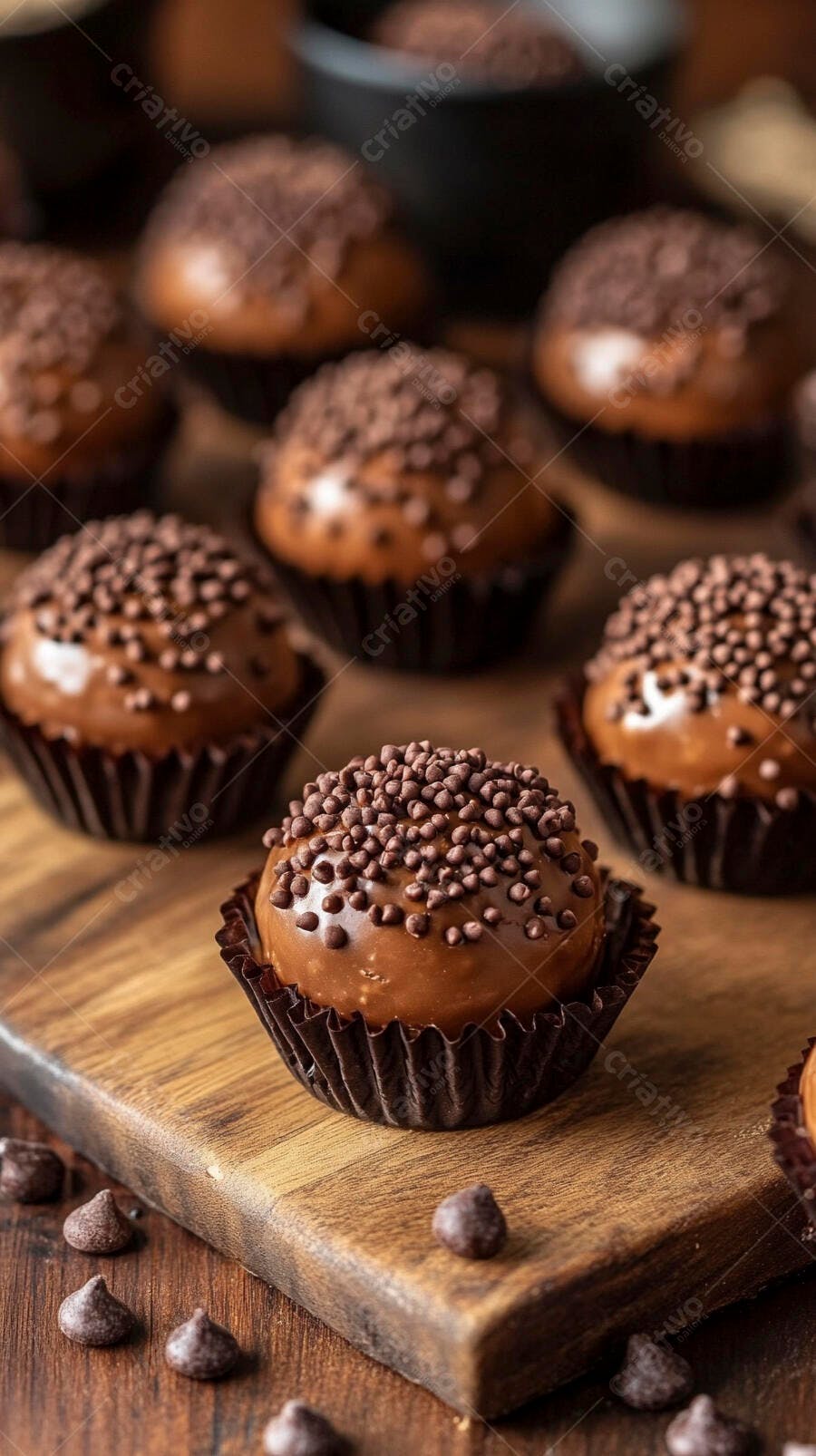 Foto Brigadeiros Gourmet Granulado Mesa de Madeira