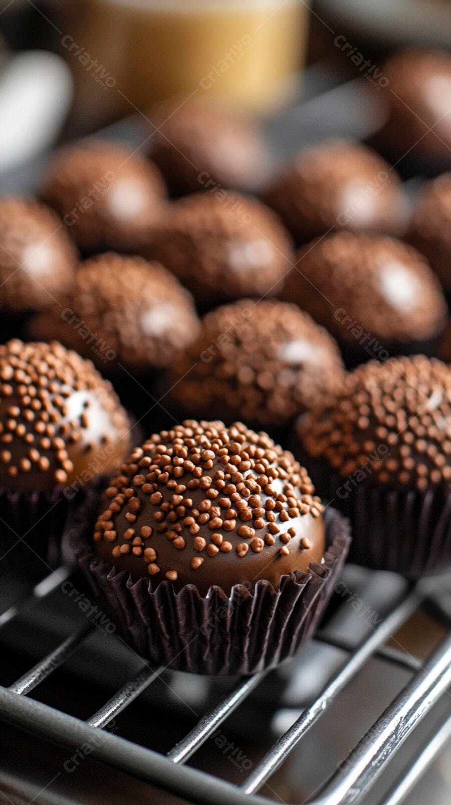 Foto Brigadeiro Gourmet Granulado Escuro Fundo Desfocado