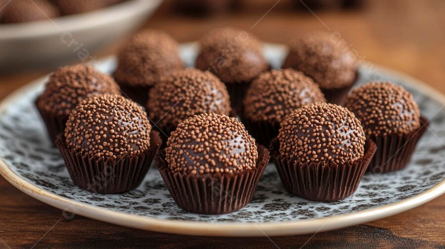 Foto Brigadeiros Gourmet Granulado Chocolate Prato