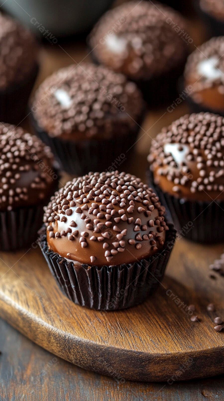 Foto Brigadeiro Gourmet com Granulado em Tábua de Madeira