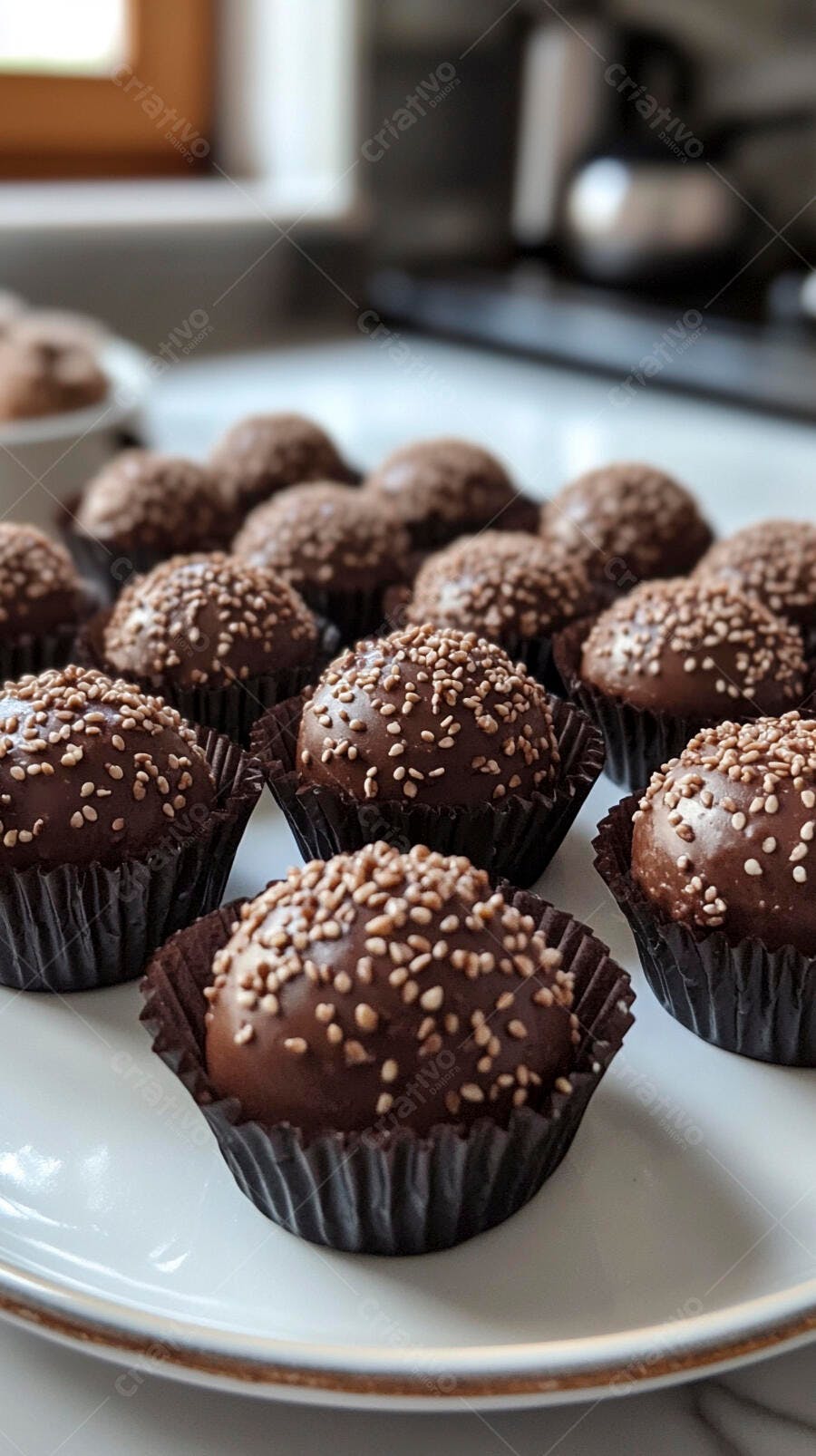 Foto Brigadeiros Gourmet Chocolate Granulado Branco