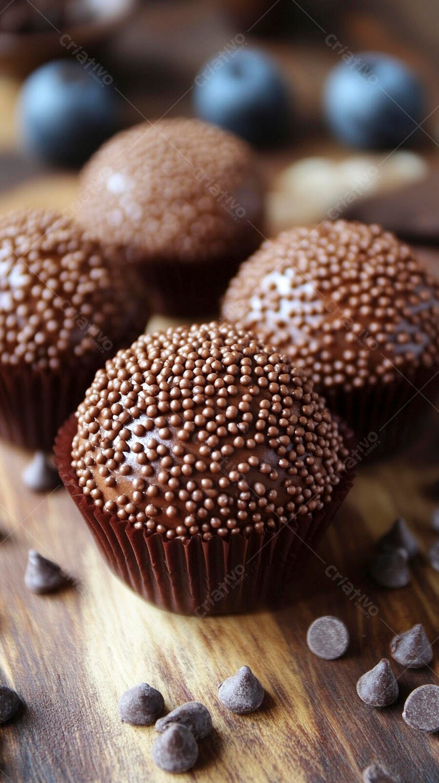 Foto Brigadeiro Gourmet Granulado Chocolate Fundo Madeira