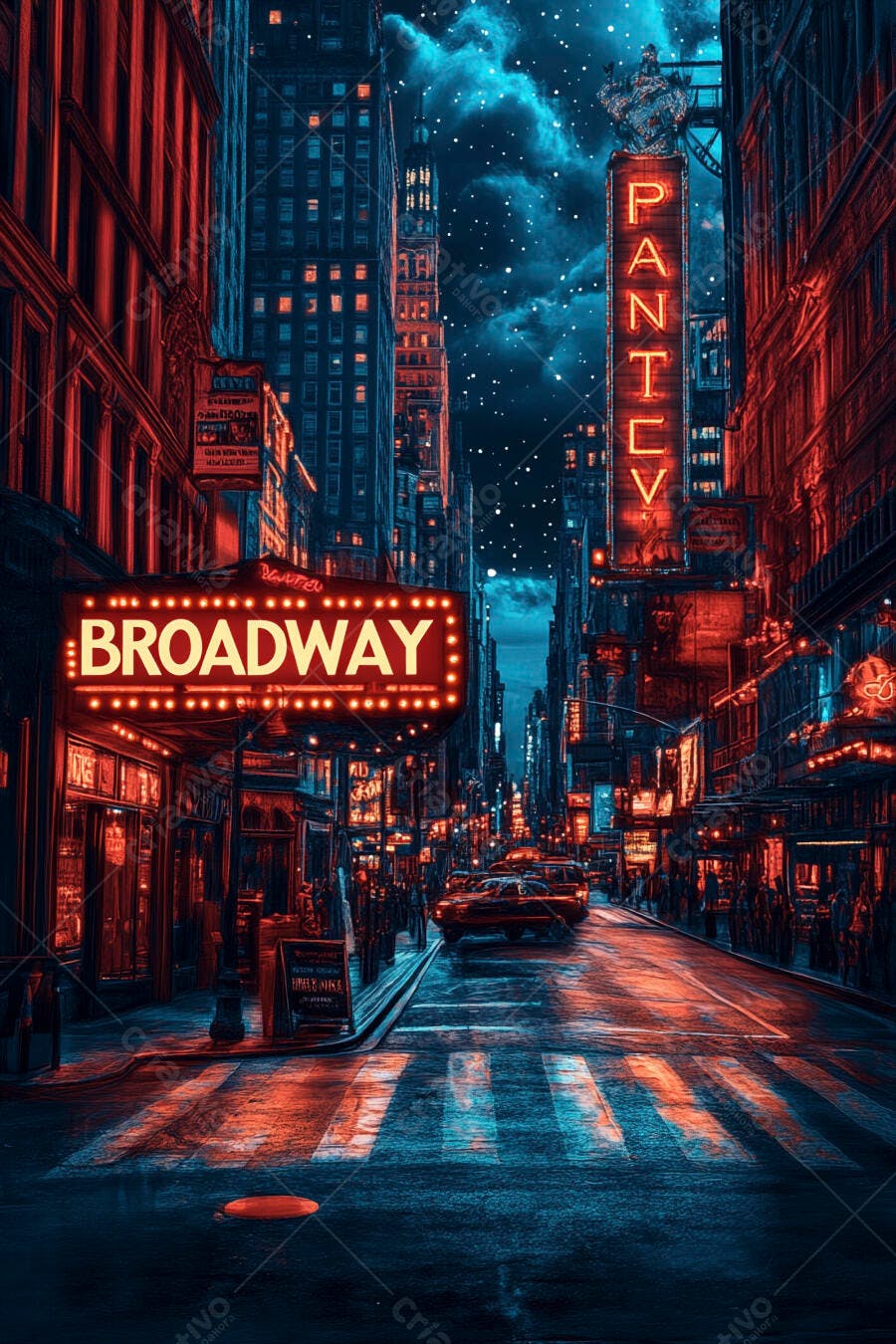 Foto Rua Broadway Nova York Noite Iluminação Neon Urbana