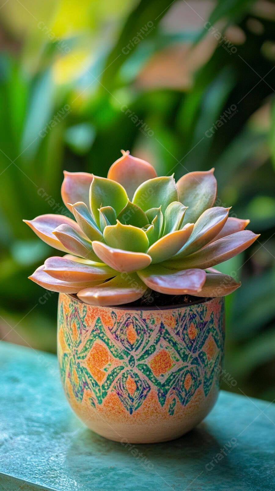 Foto Suculenta Echeveria Vaso Decorado Jardim Natural