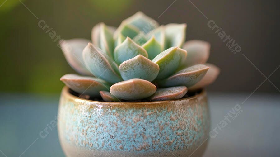 Foto Suculenta Echeveria Vaso Cerâmica Detalhe Macro