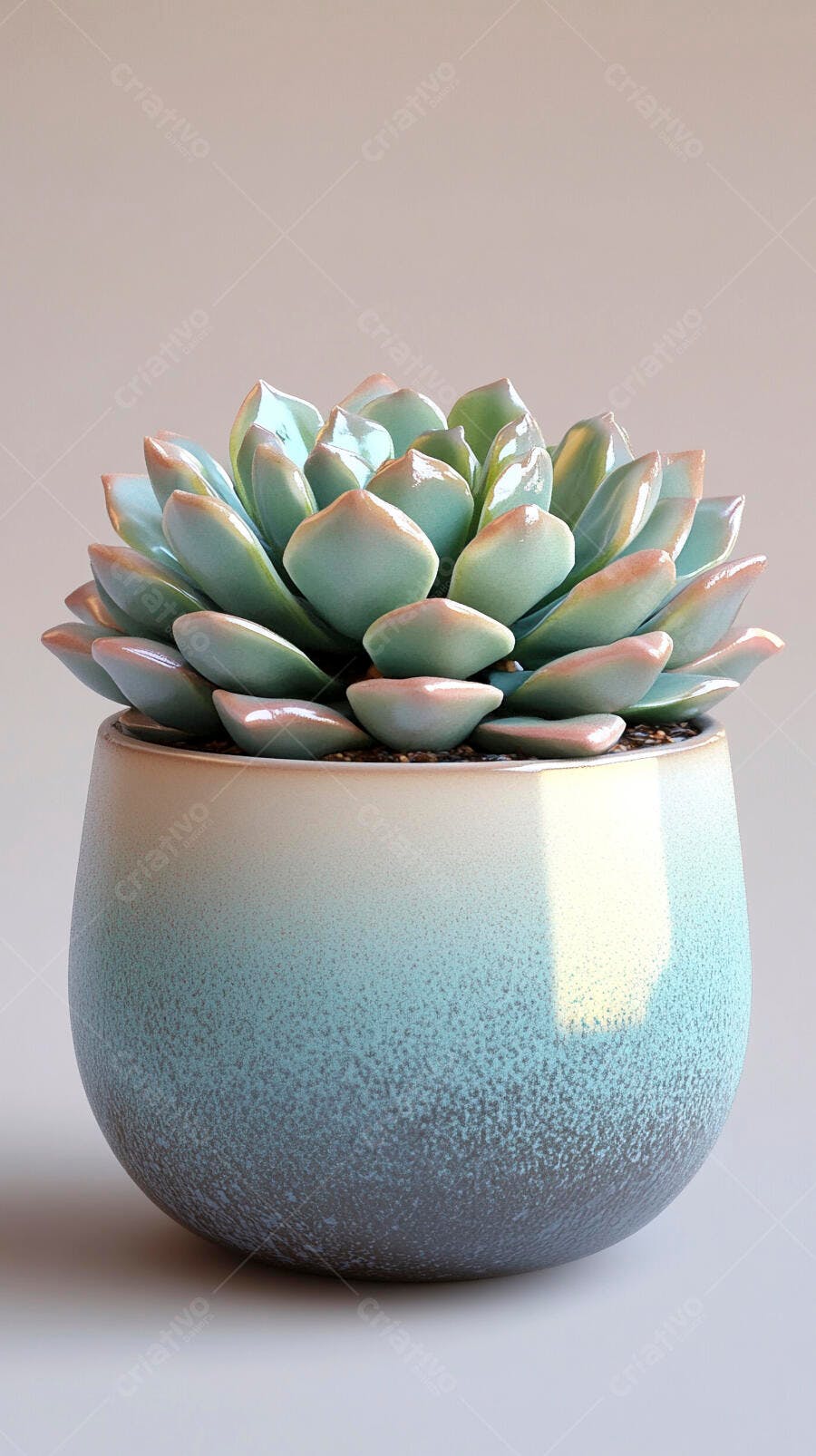 Foto Suculenta Pote Degradê Azul Verde Plantas Casa