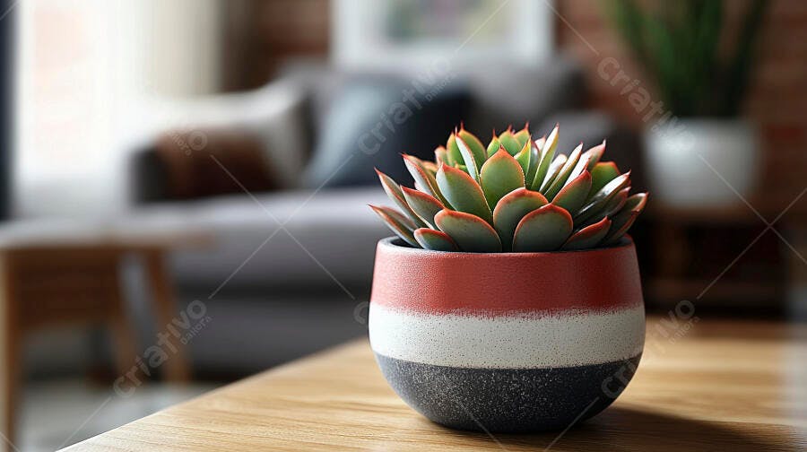 Foto Suculenta Vaso Decorativo Mesa de Centro Sala