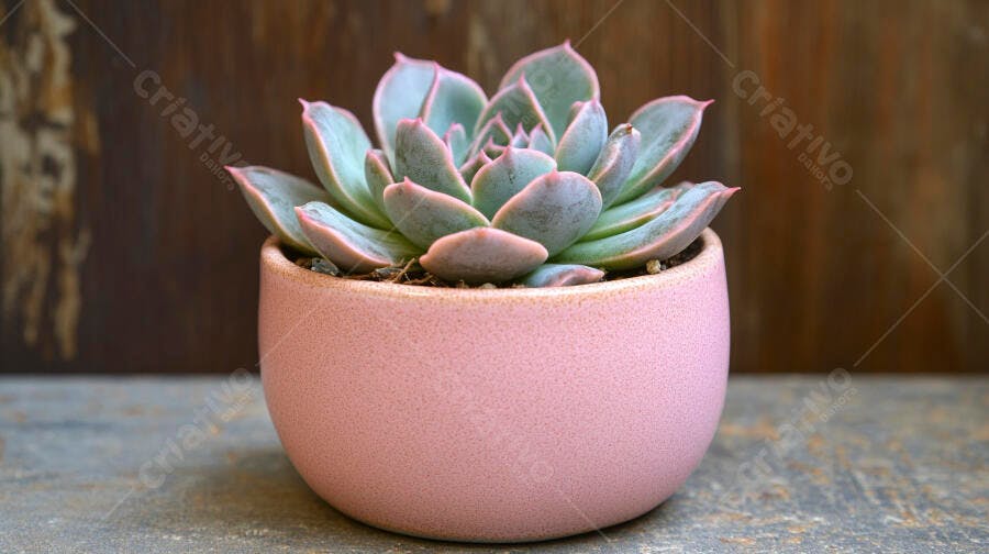 Foto Suculenta Echeveria Rosa Vaso Cerâmica Detalhe