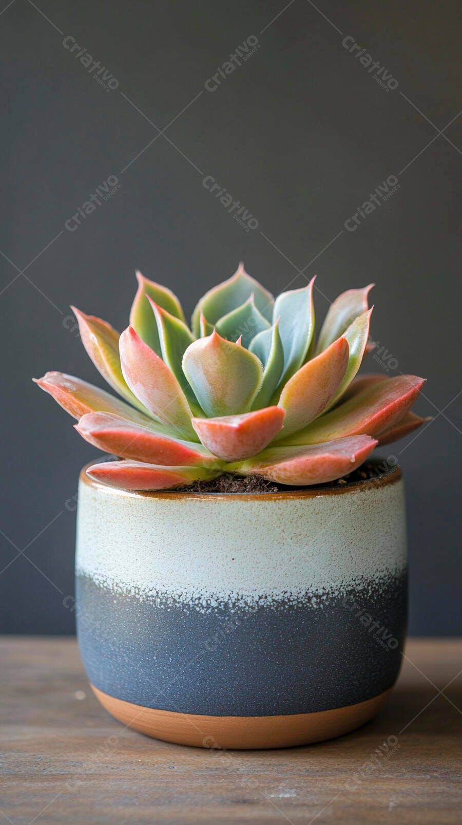 Foto Suculenta Echeveria Planta Vaso Cerâmica Decorativo