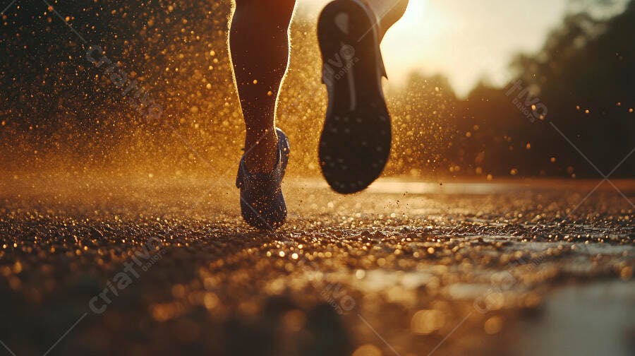 Foto Pés Correndo na Chuva Golden Hour Esporte