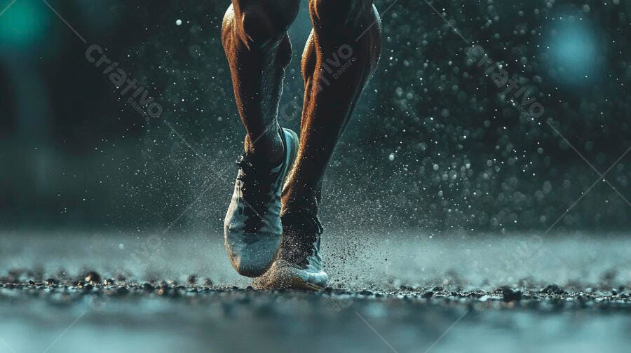 Foto Pernas Correndo Chuva Esporte Atleta Exercício