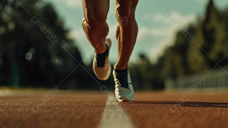 Foto Pernas Corredor Pista de Atletismo Esporte
