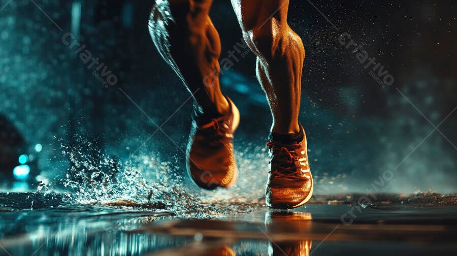Foto Pernas Corredor Esporte Água Chuva Noturna